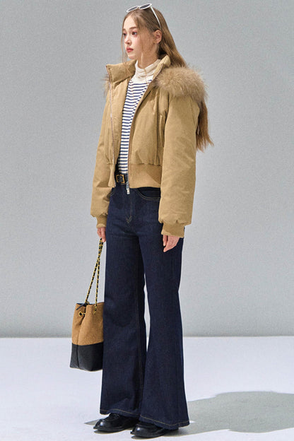 Big Fur Collar Waist Down Jacket