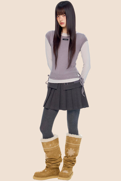 Woolen Pleated Skirt