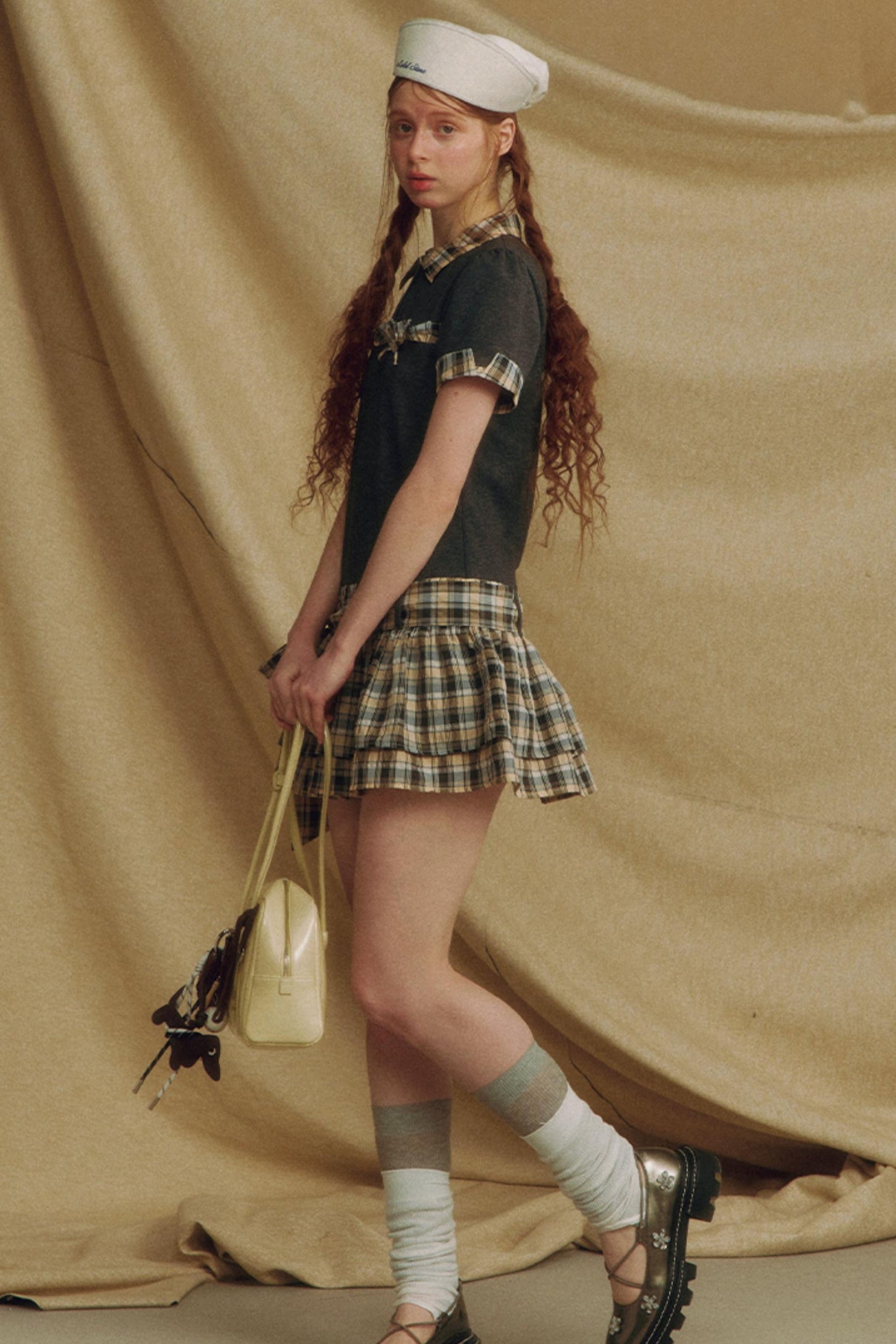 Color Block Bubble Sleeve Dress