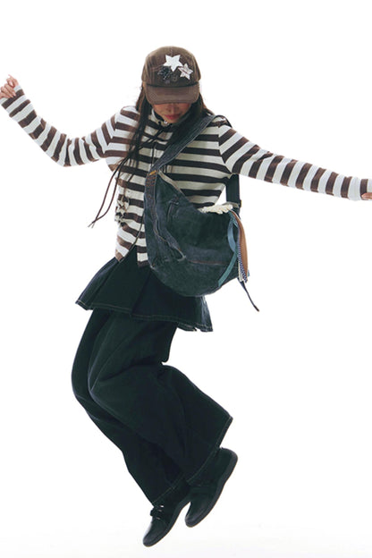 Stand-Up Striped Sweatshirt Jacket Set-Up