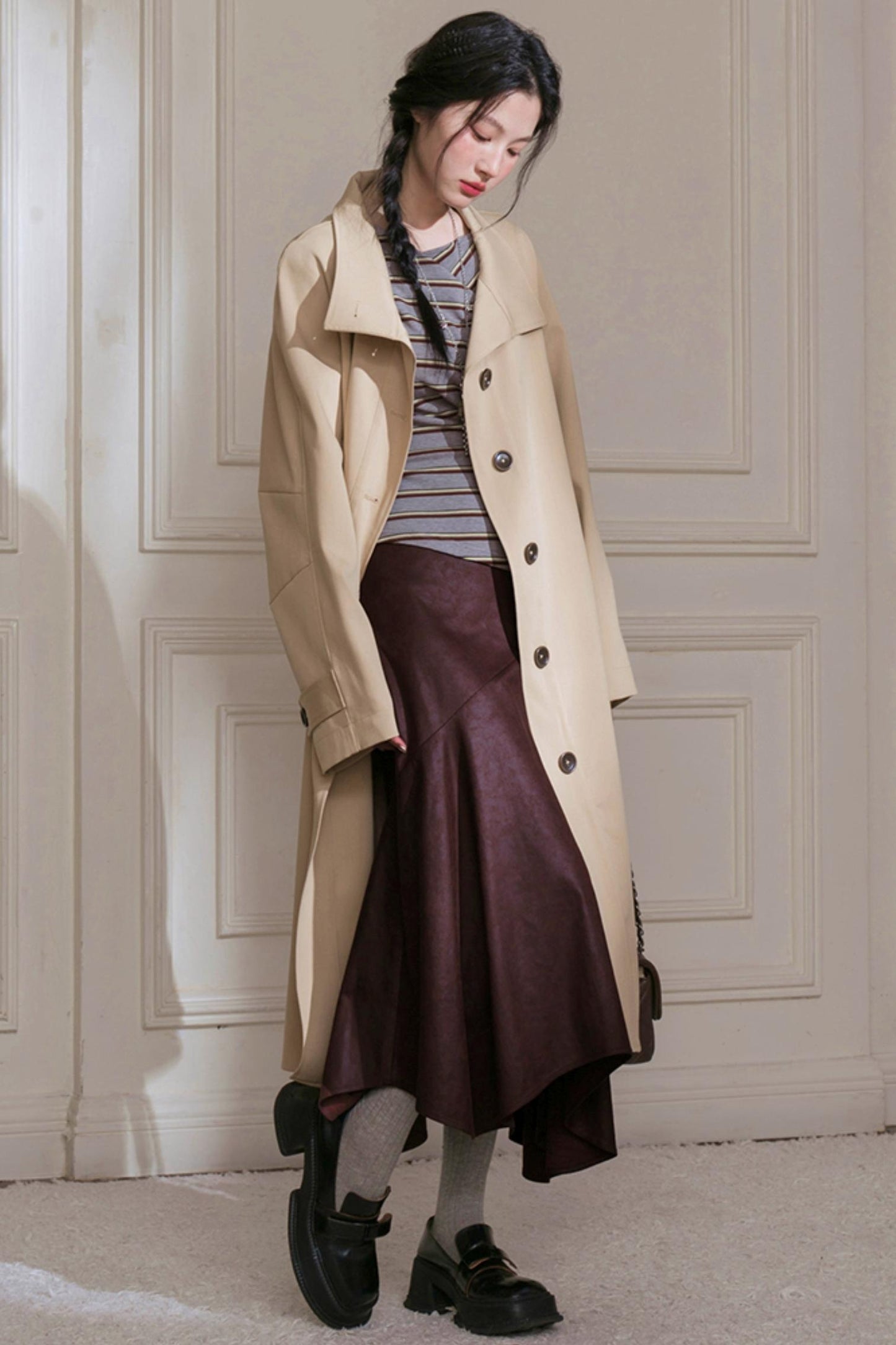 Soft Gray and Yellow Striped Knitted T-Shirt