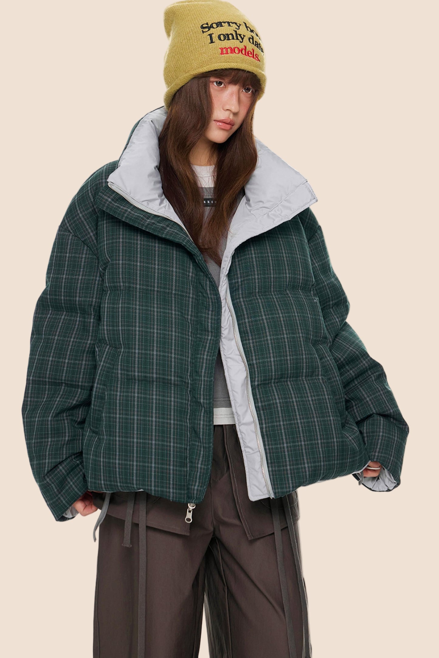 Reversible Plaid Down Jacket