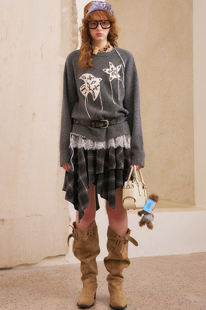 Star Fringe Long Sleeve Sweater