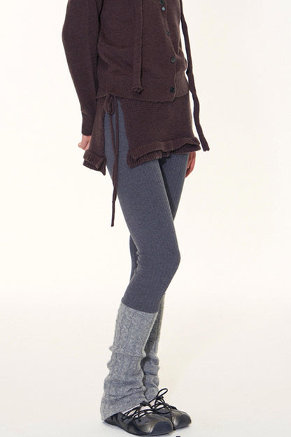 Original Lace-Up Crew Neck Cardigan Set-Up