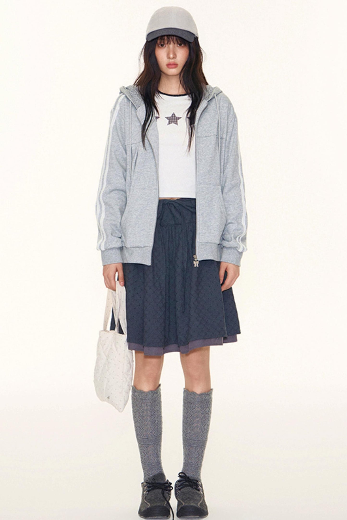 Vintage Lace-Up Plaid Puffy A-Line Skirt