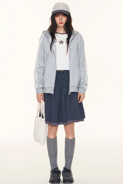 Vintage Lace-Up Plaid Puffy A-Line Skirt