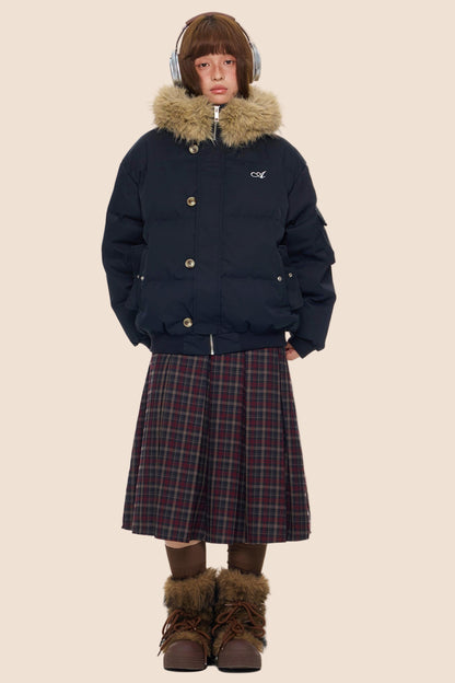 Large Fur Collar Hooded Jacket