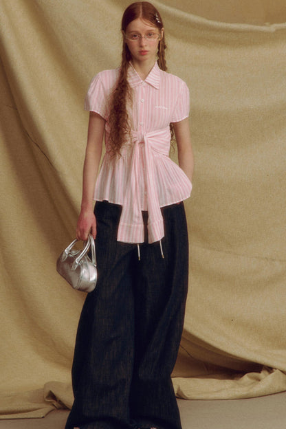 Chic Plaid Bow Tie Blouse