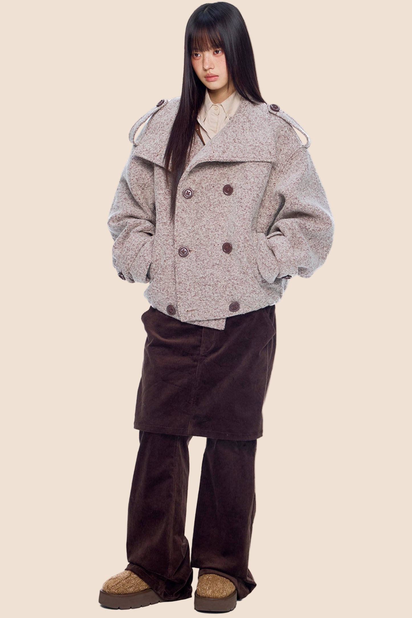 Corduroy Flared Skirt Pants