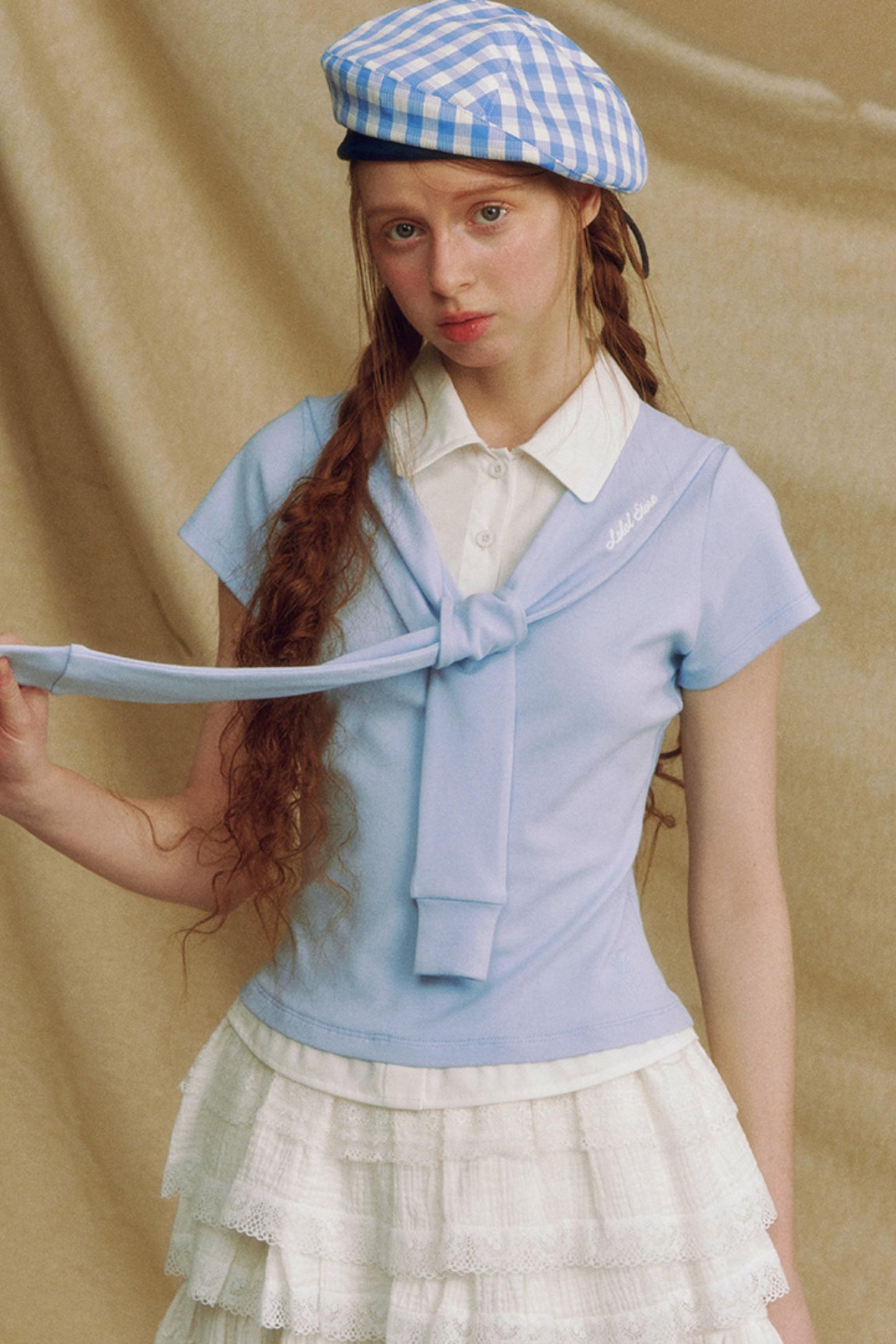 Navy Color Clash Shawl Tee