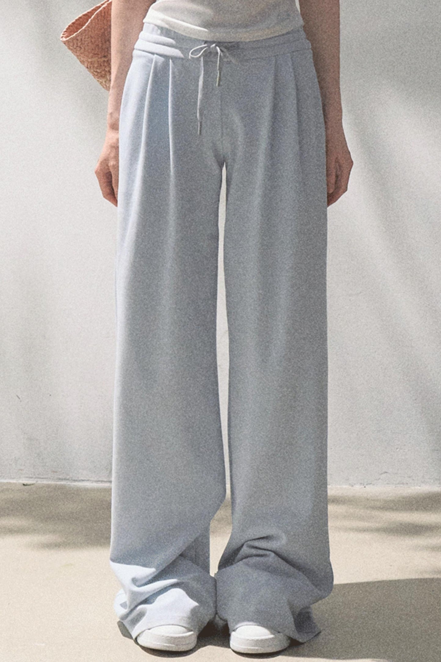 Lace-Up Top & Wide Leg Pants Set-Up