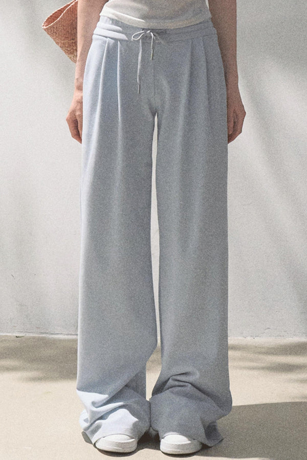 Lace-Up Top & Wide Leg Pants Set-Up