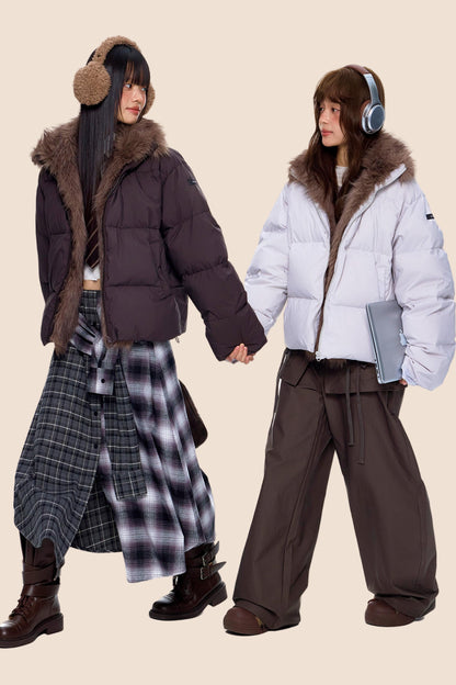 Retro Fur Collar Down Coat