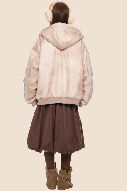 Furry Hooded Leather Jacket