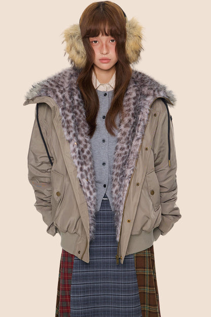 Leopard Print Hooded Jacket