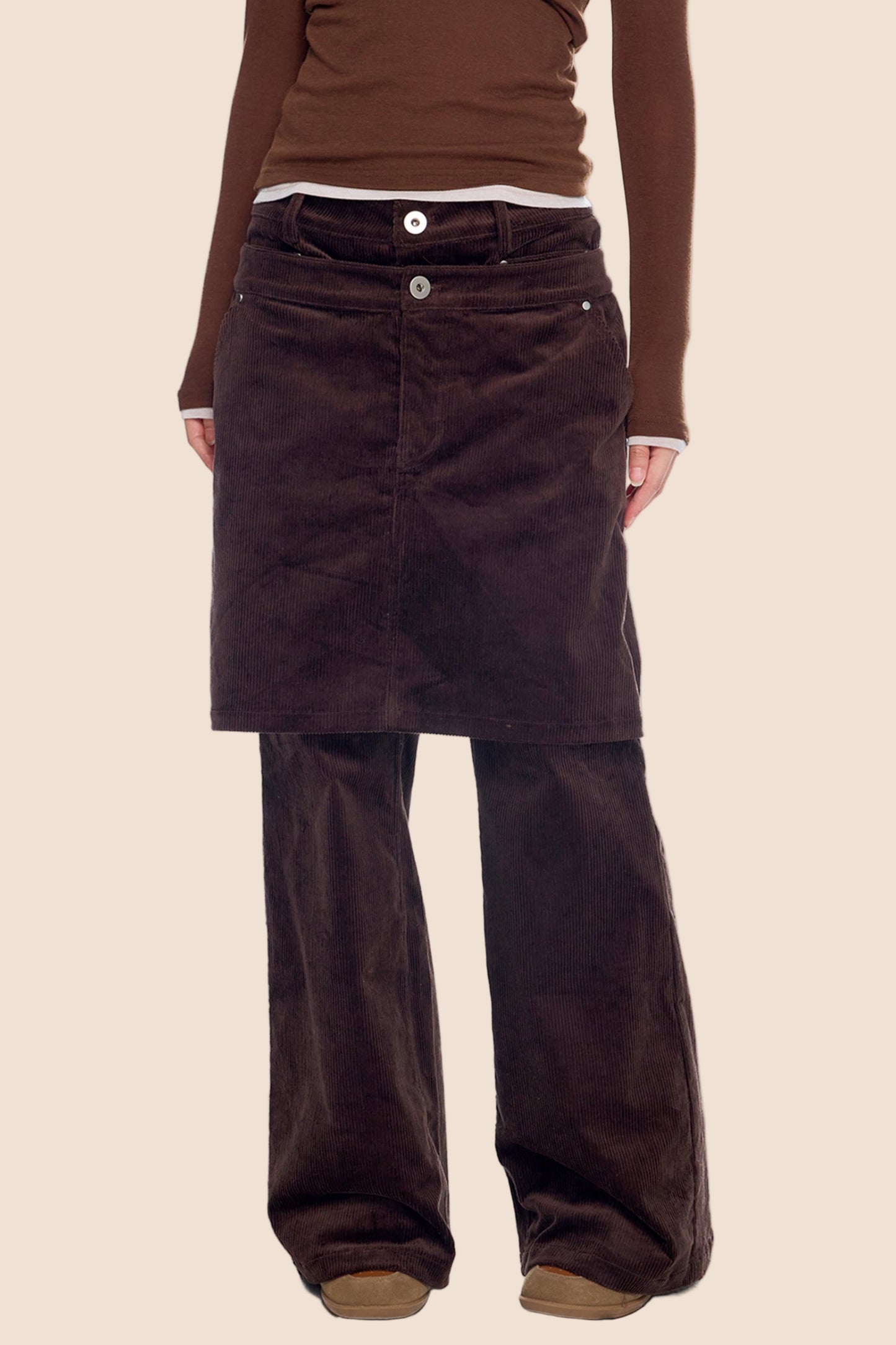Corduroy Flared Skirt Pants
