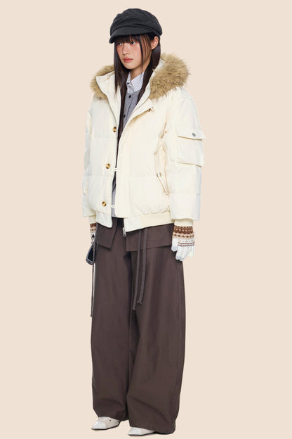 Large Fur Collar Hooded Jacket