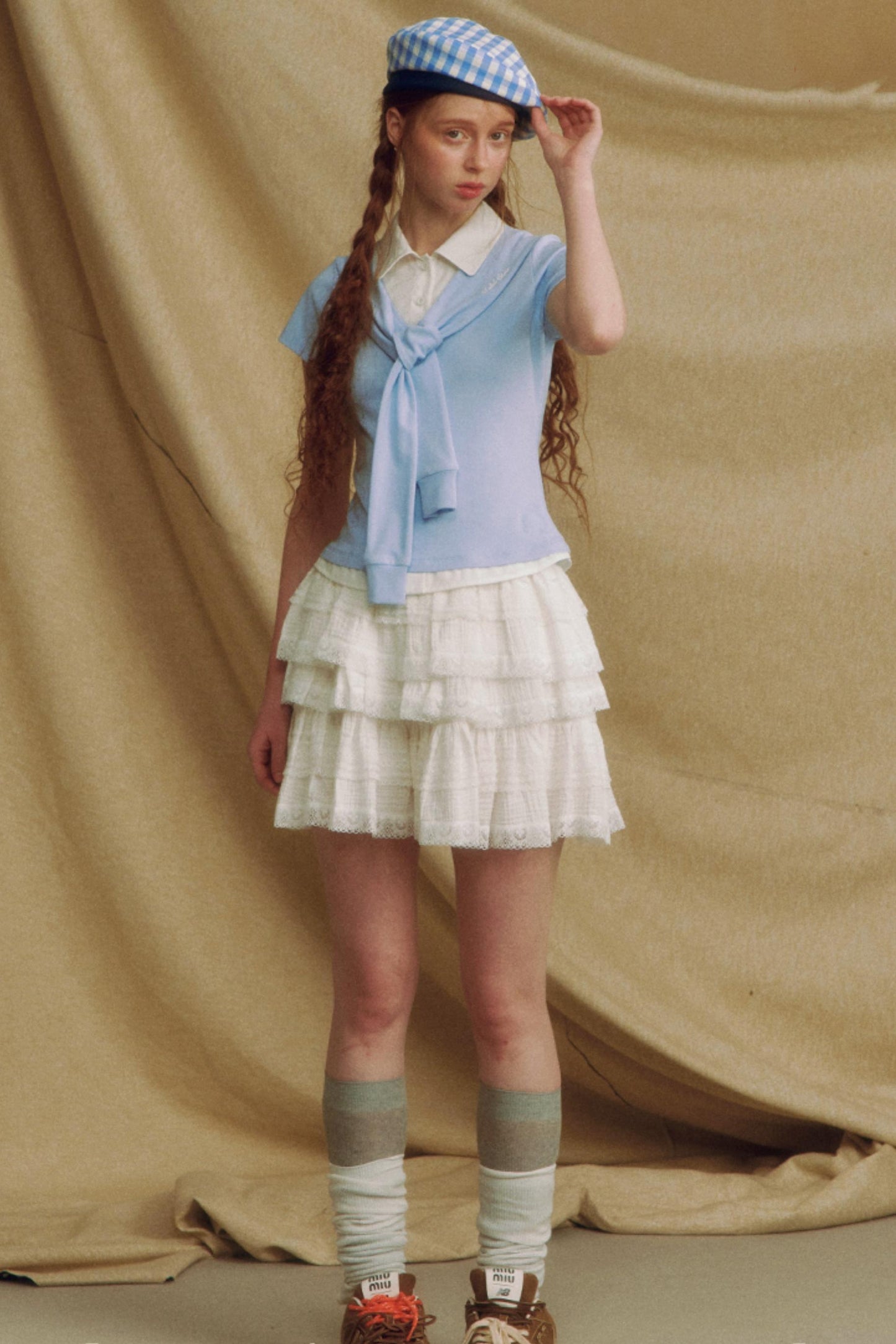 Navy Color Clash Shawl Tee