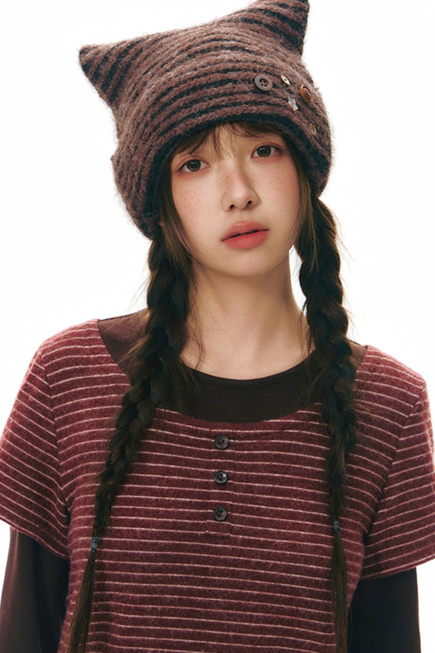 Brushed Stripe Round Neck Long Sleeve Top