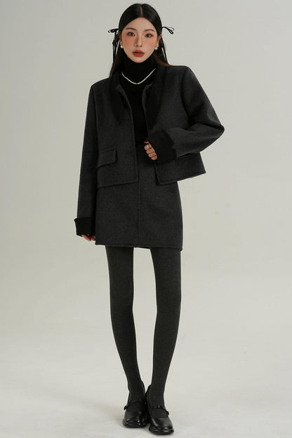 Sophisticated Two-Piece Wool Fashion Coat Set