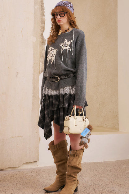 Star Fringe Long Sleeve Sweater
