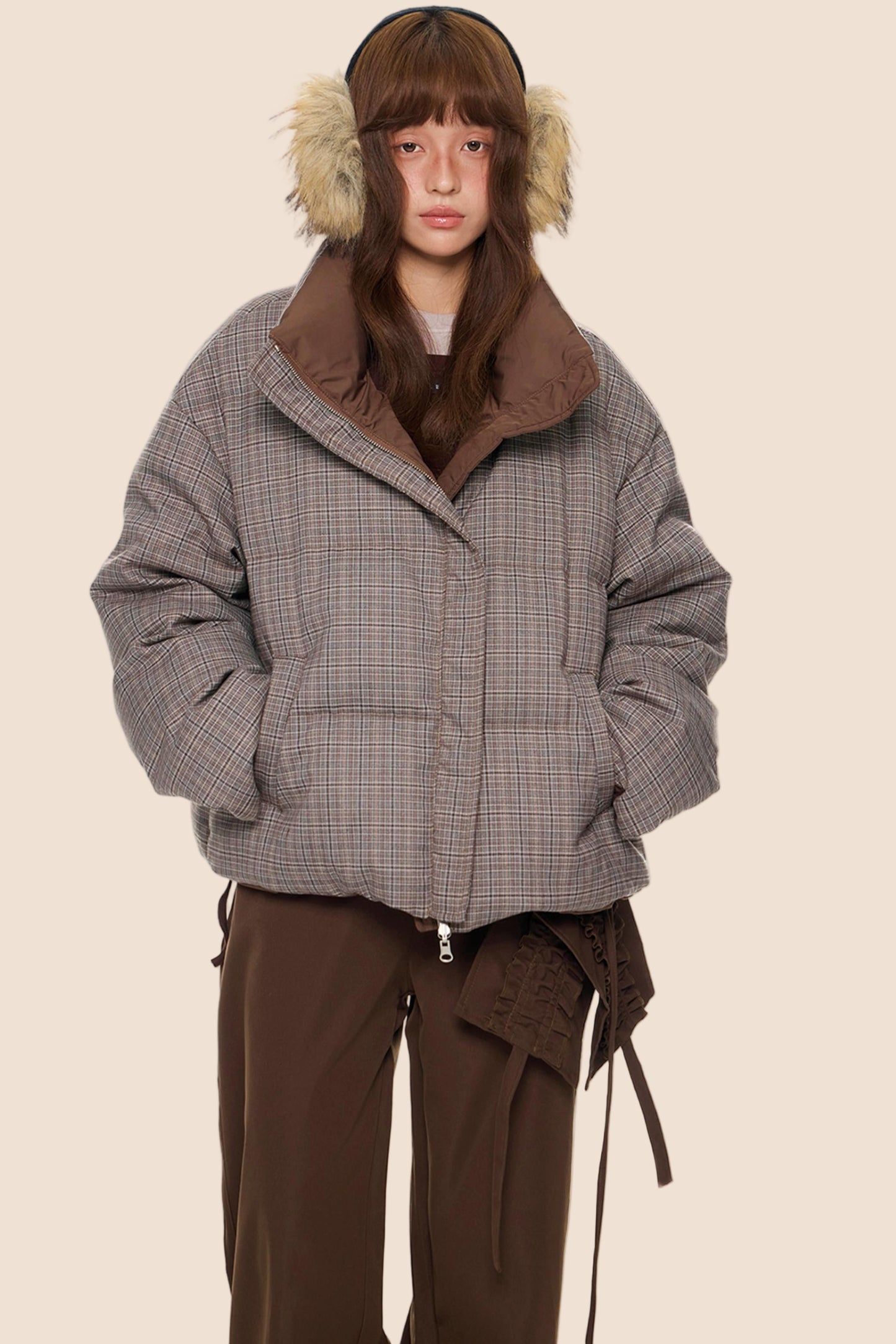 Reversible Plaid Down Jacket