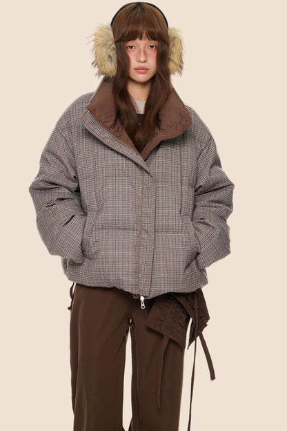 Reversible Plaid Down Jacket