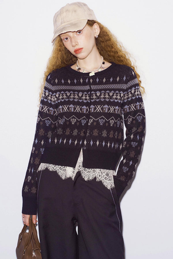 Fair Isle Jacquard Winter Cardigan