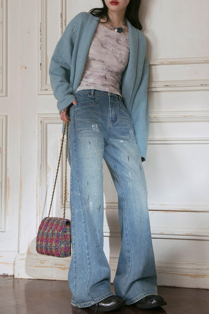 Misty Lake Blue Woolen Sweater Set