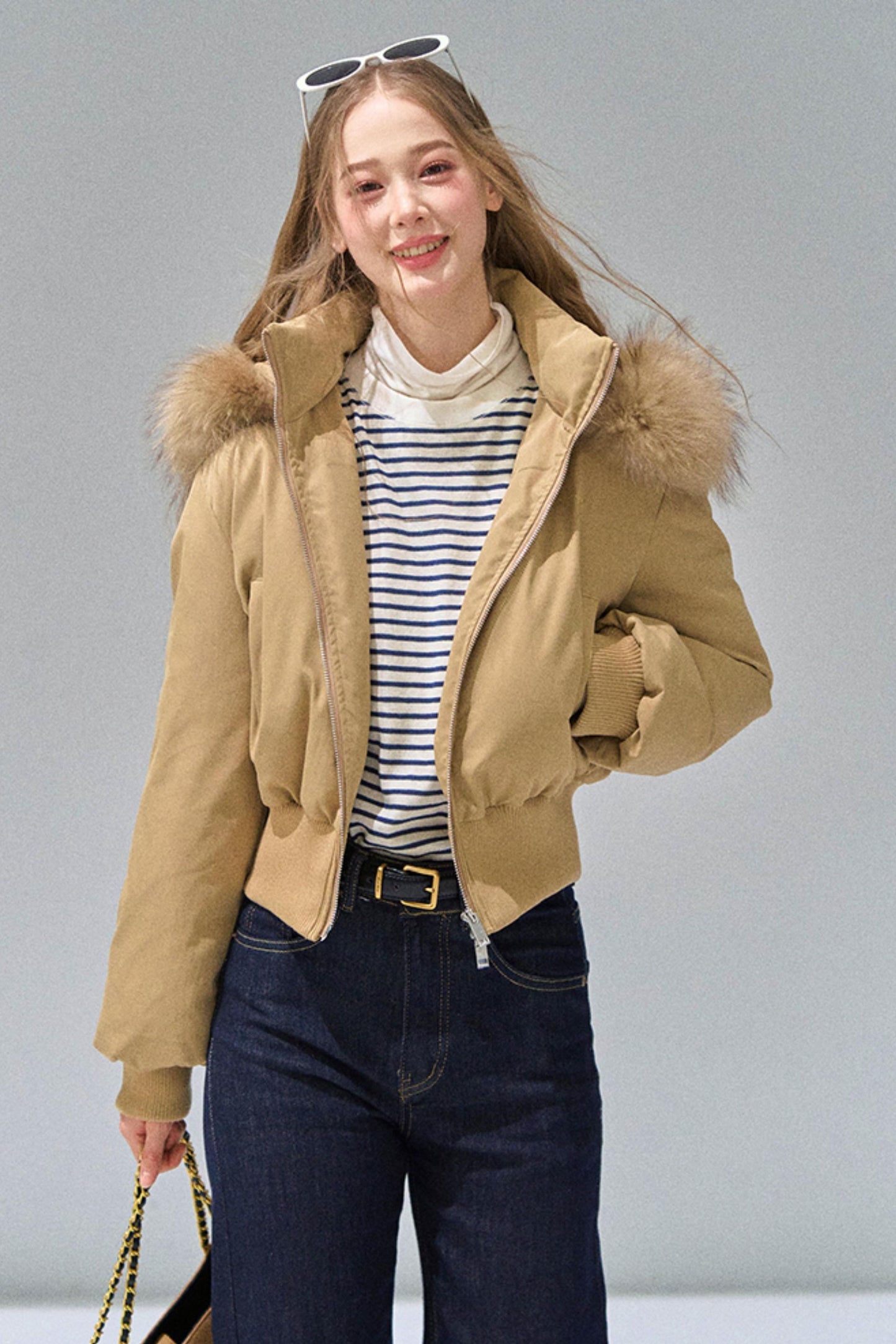 Big Fur Collar Waist Down Jacket