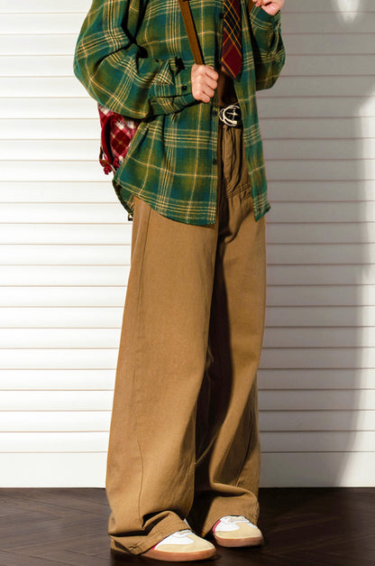 커피 색깔 스트레이트 슬랙스 