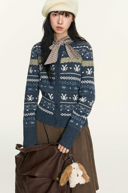 Fair Isle Vintage Wool Cardigan Set-Up