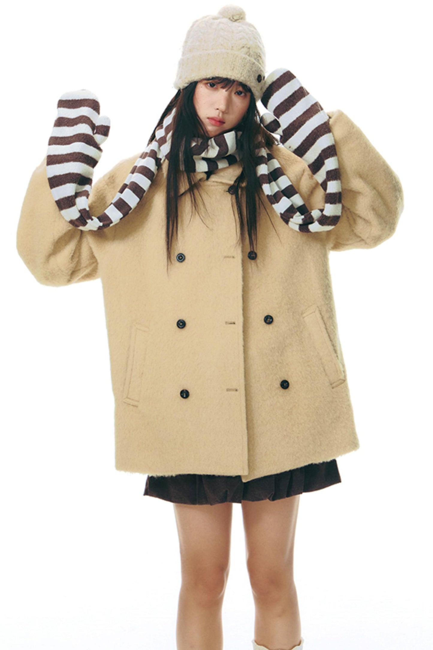 Stand-Up Striped Sweatshirt Jacket Set-Up