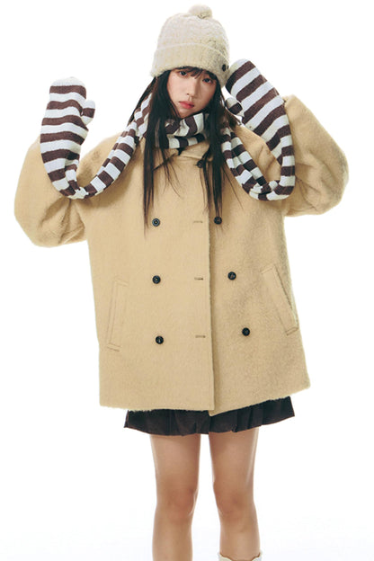 Stand-Up Striped Sweatshirt Jacket Set-Up