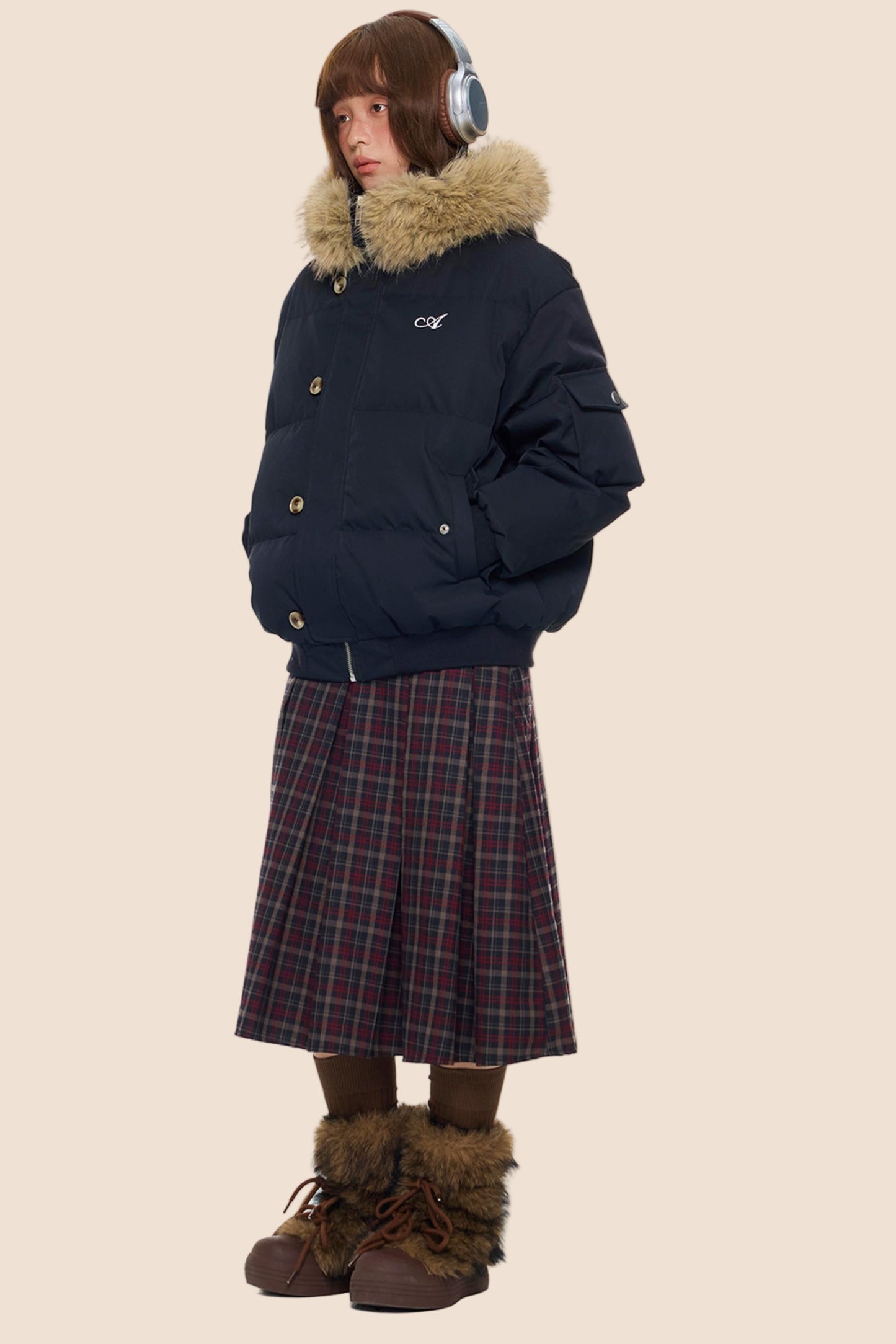 Large Fur Collar Hooded Jacket