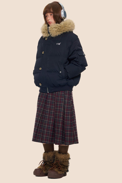 Large Fur Collar Hooded Jacket