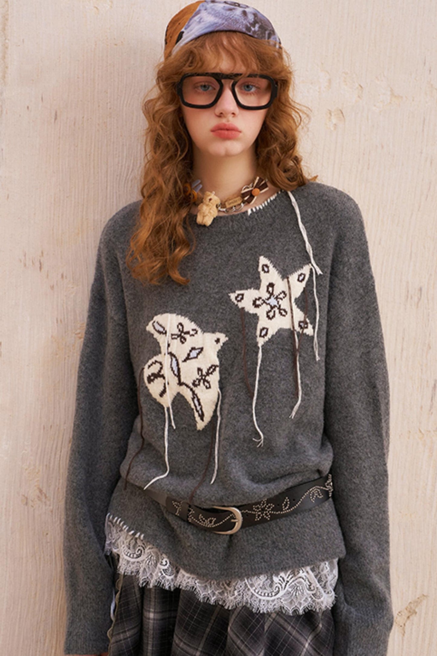 Star Fringe Long Sleeve Sweater