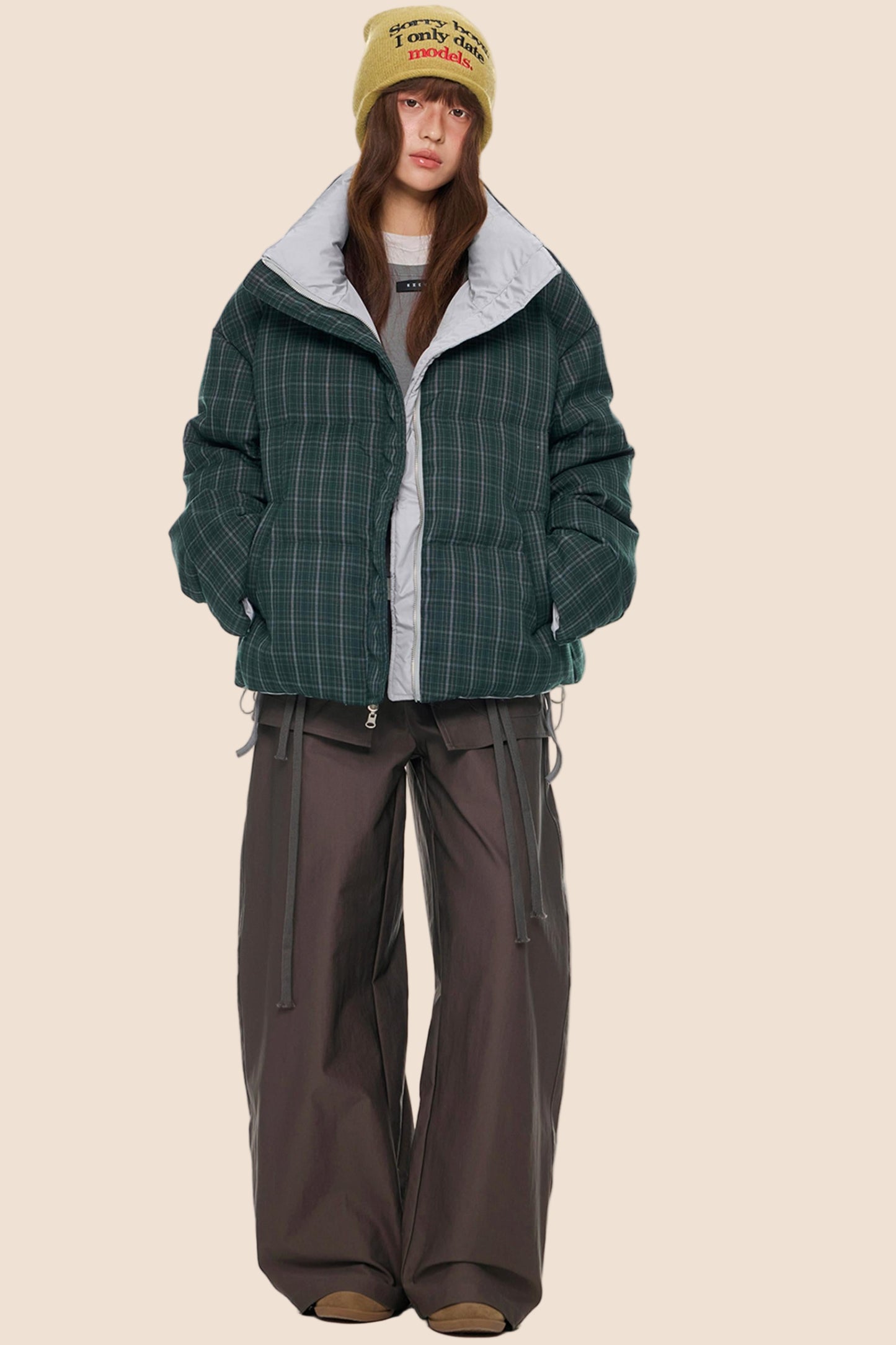 Reversible Plaid Down Jacket