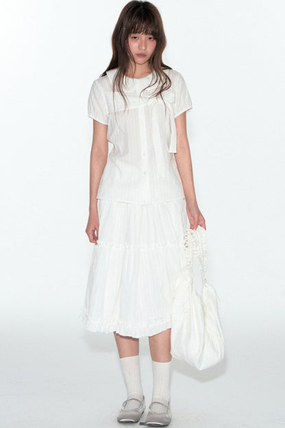 Sweet Cotton Plaid Skirt Set-Up