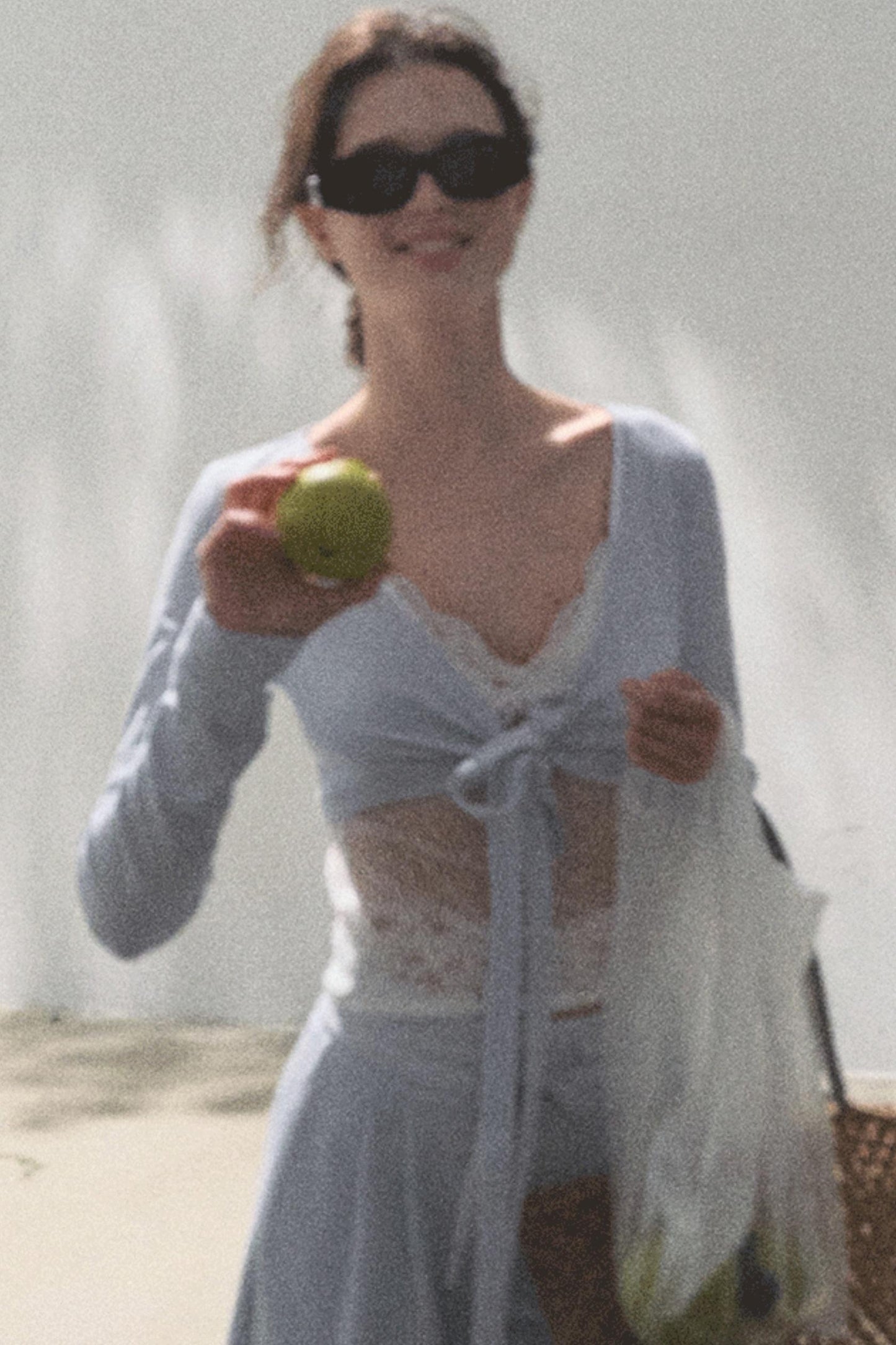 Lace-Up Top & Wide Leg Pants Set-Up