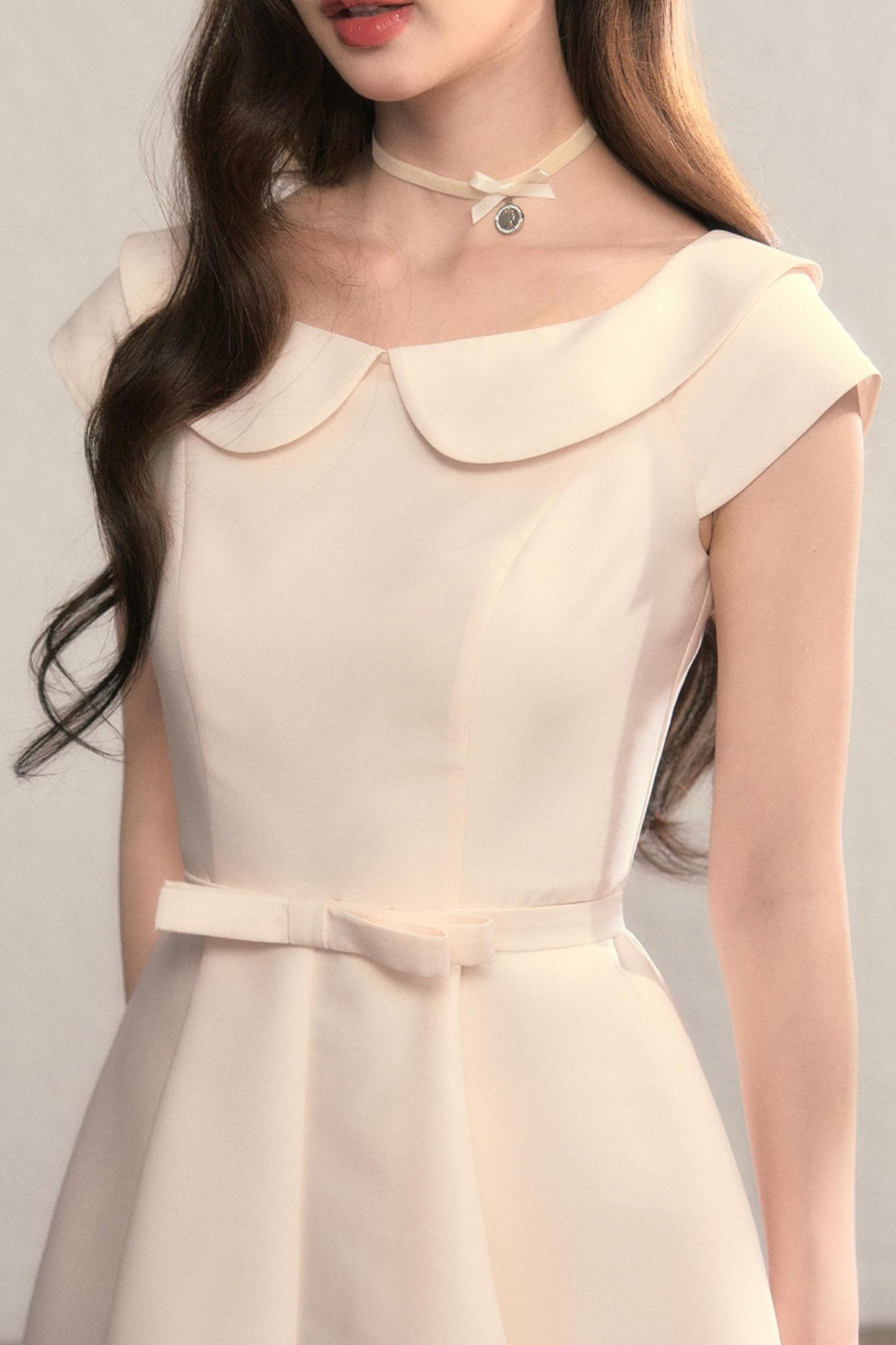 French Temperament Waist Cinched Doll Neck Dress