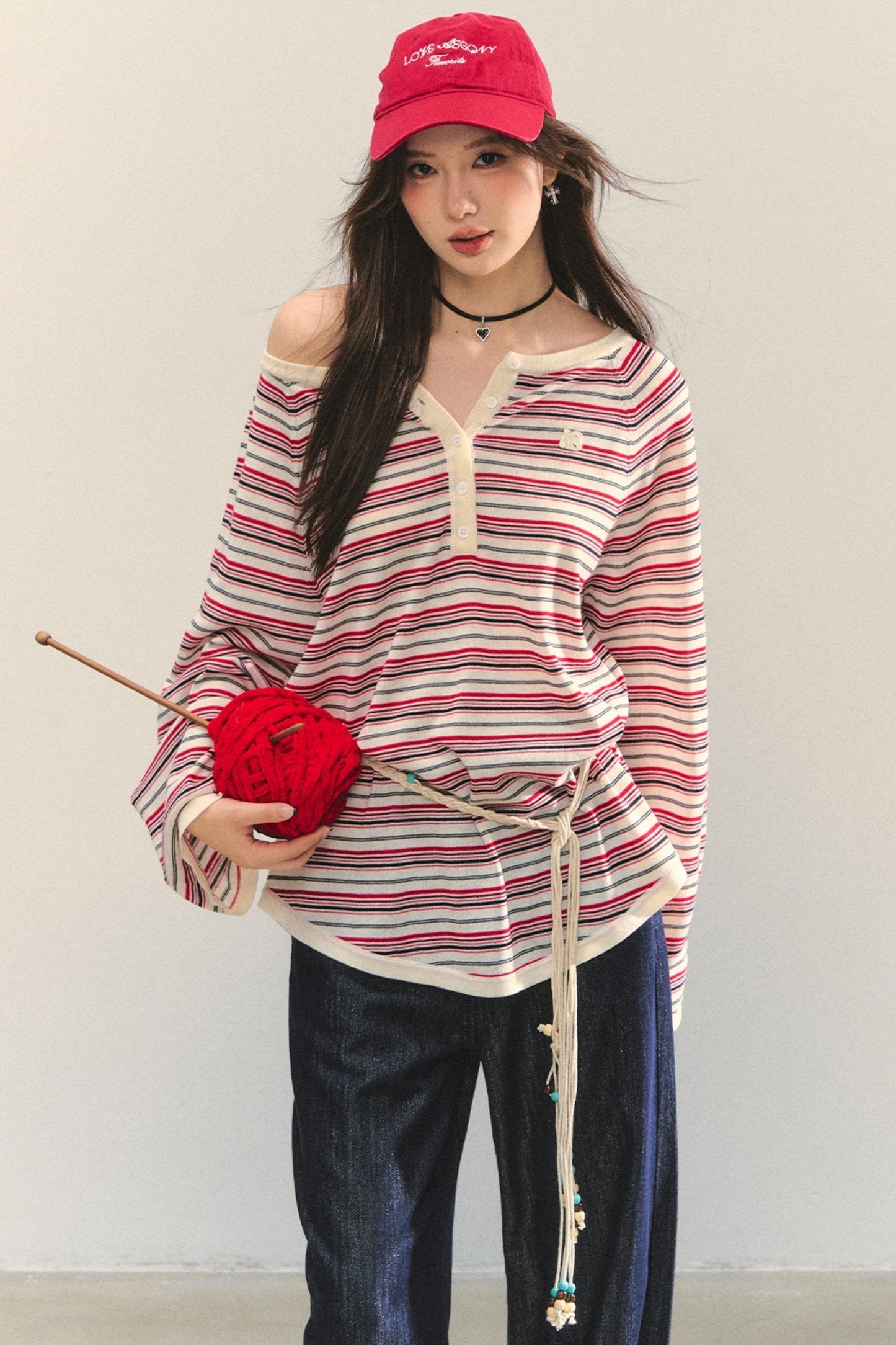 Striped Bow Tie T-Shirt Set-Up