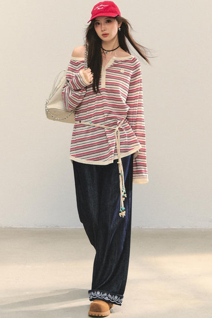 Striped Bow Tie T-Shirt Set-Up