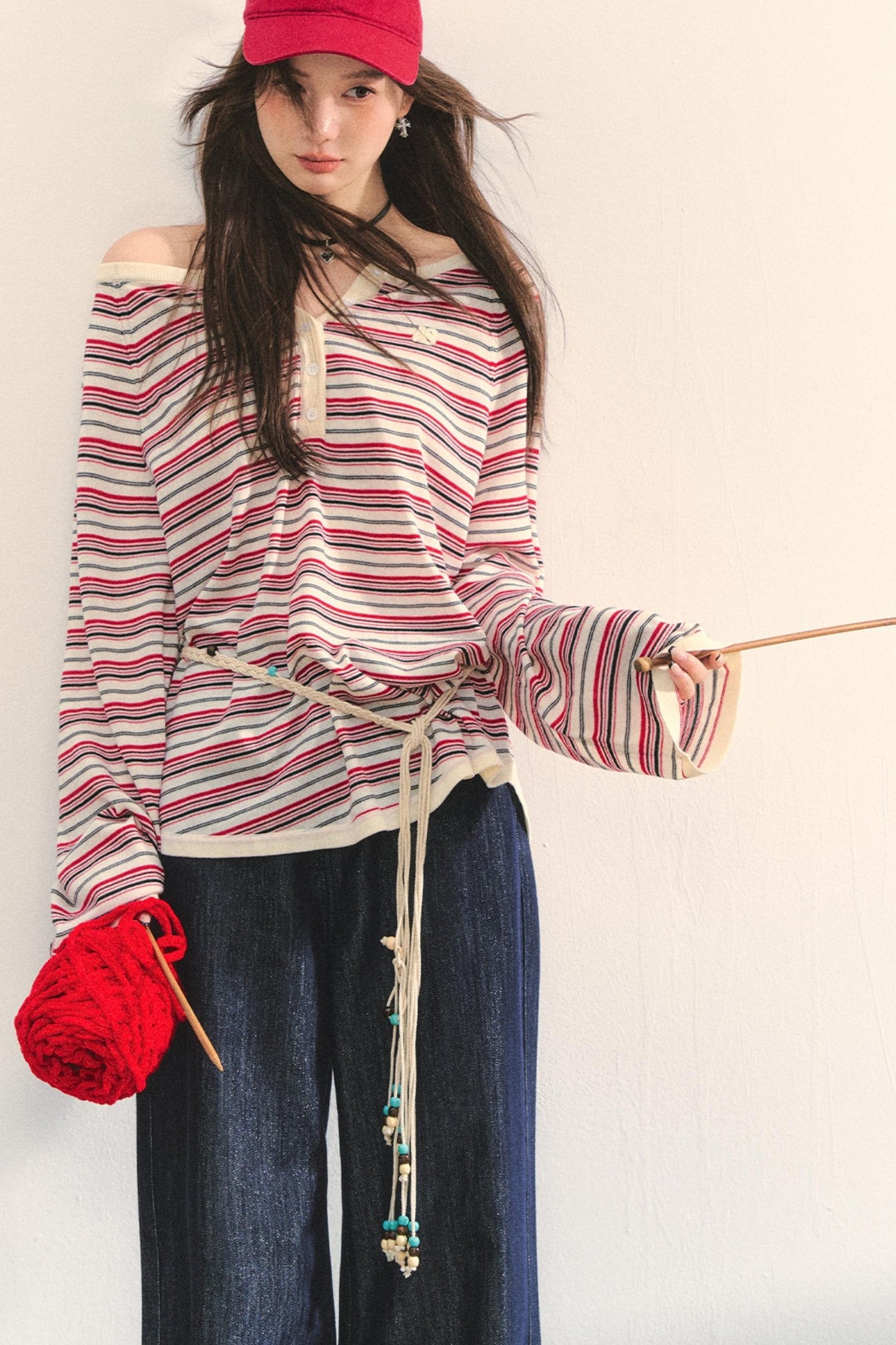 Striped Bow Tie T-Shirt Set-Up