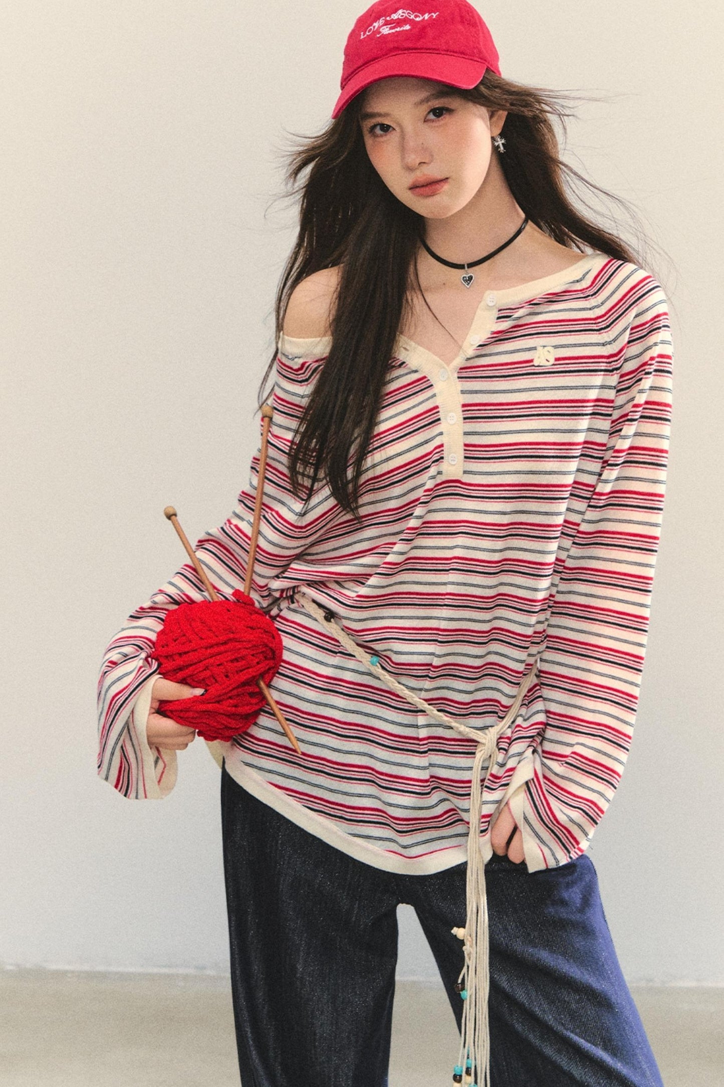 Striped Bow Tie T-Shirt Set-Up