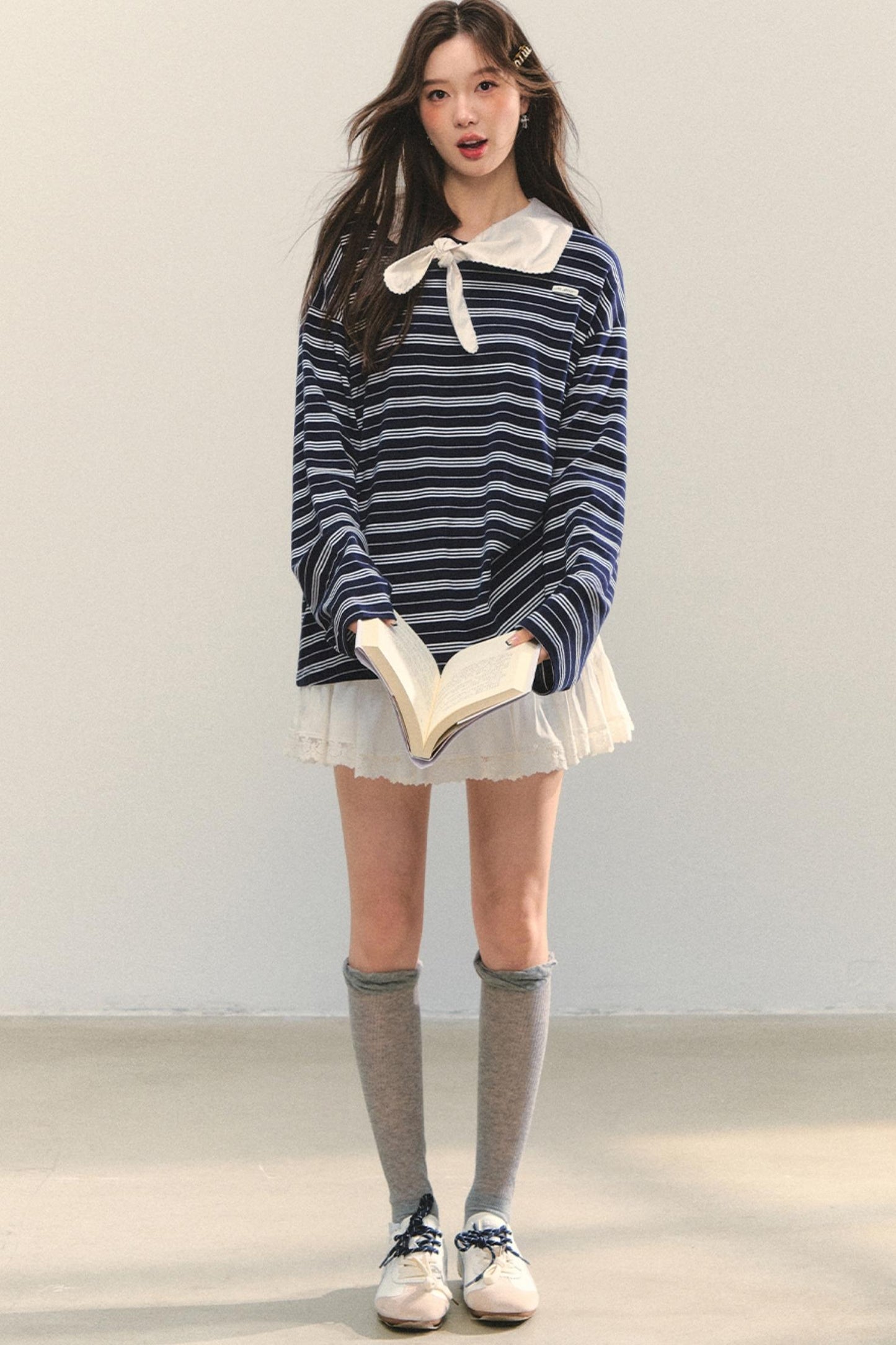 Striped Bow Tie T-Shirt Set-Up