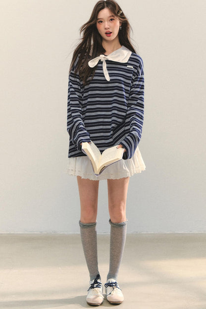 Striped Bow Tie T-Shirt Set-Up