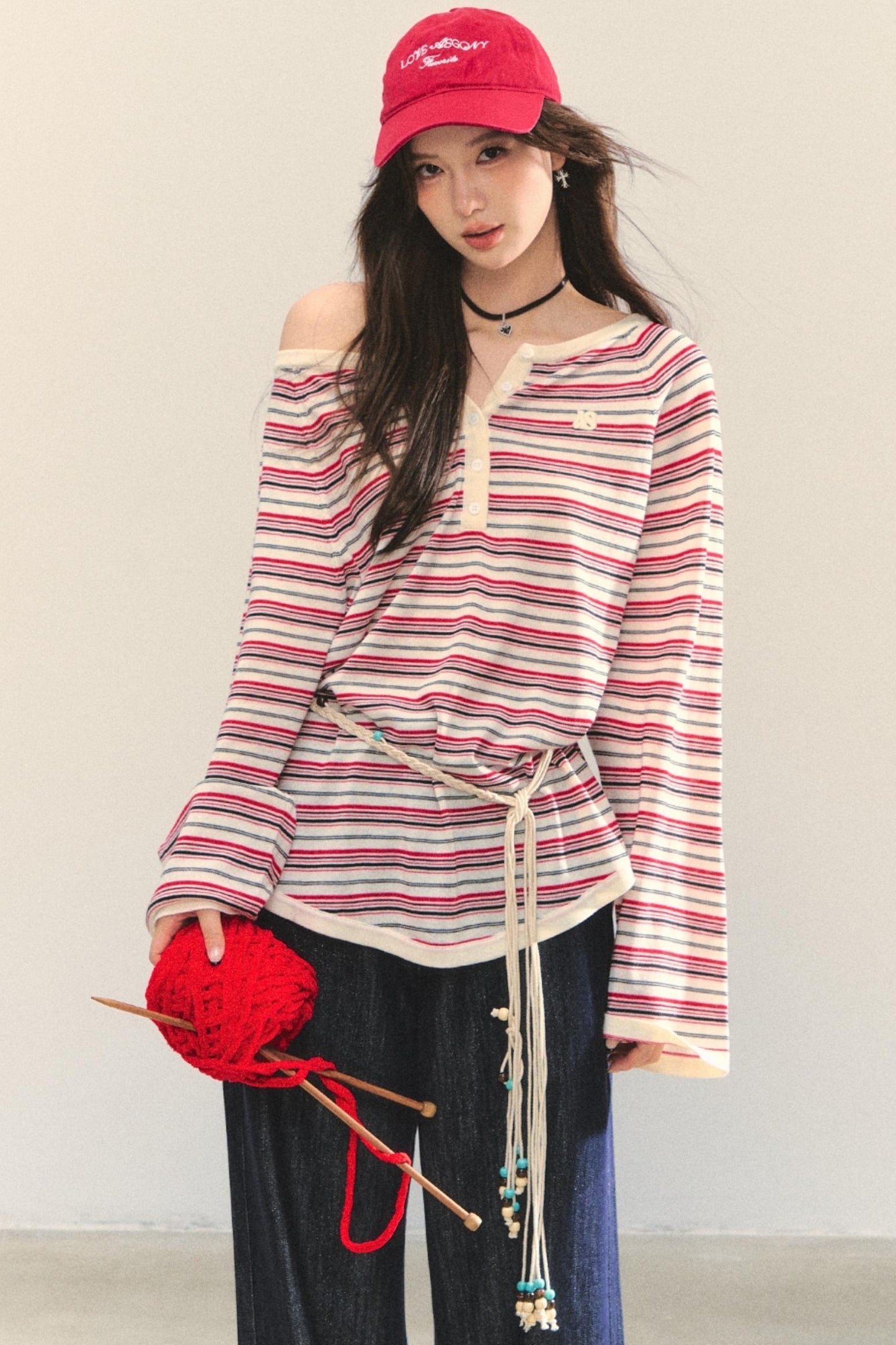 Striped Bow Tie T-Shirt Set-Up