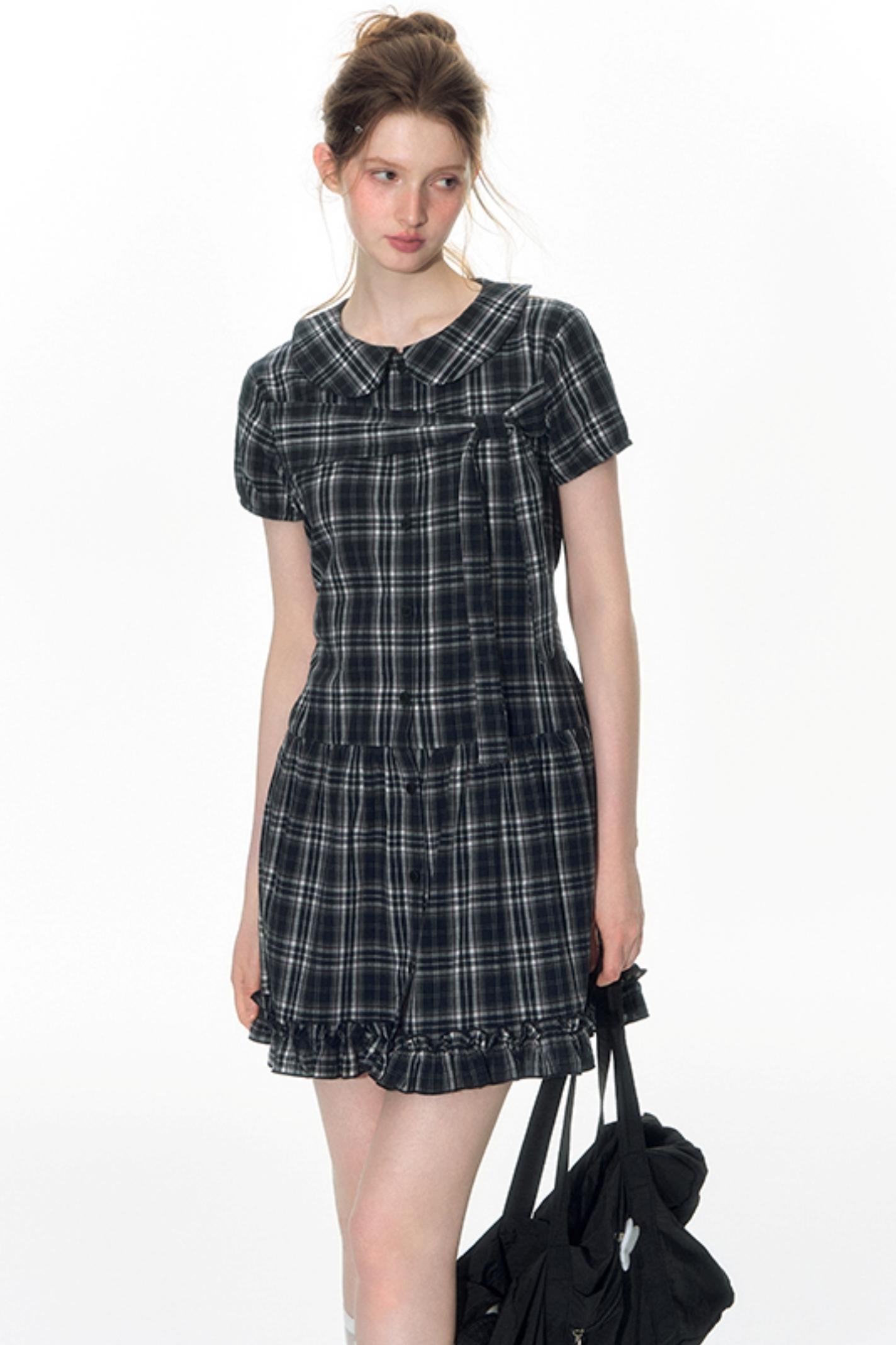 Sweet Cotton Plaid Skirt Set-Up