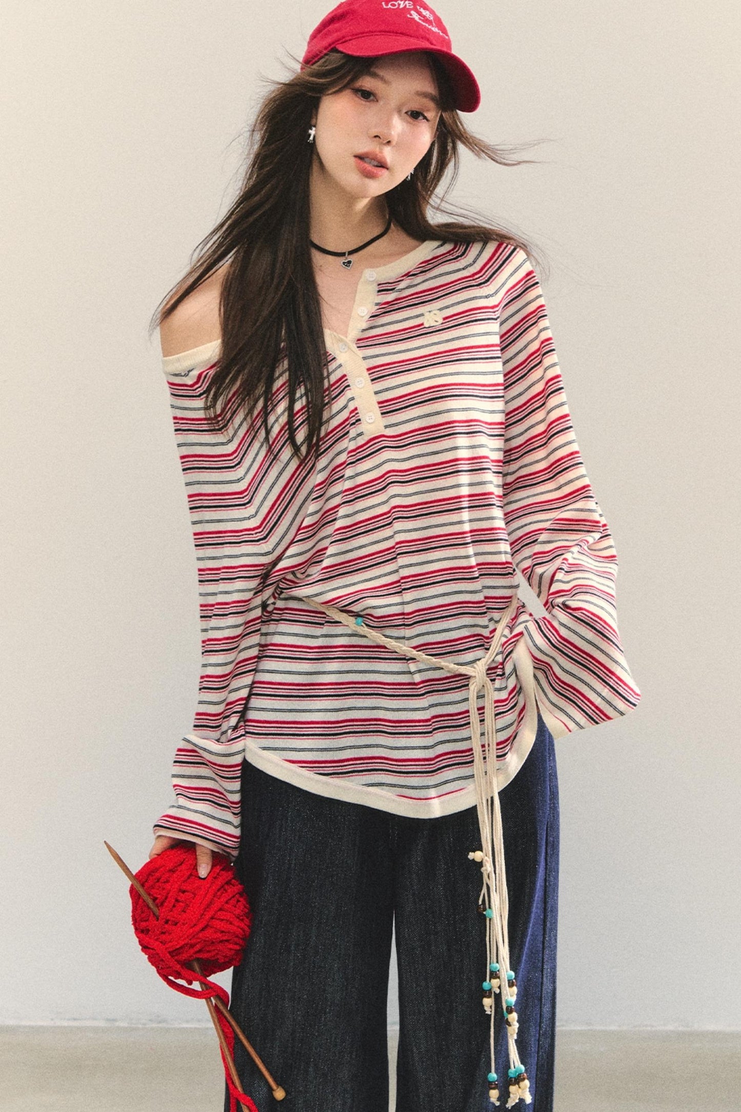 Striped Bow Tie T-Shirt Set-Up